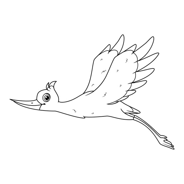 Premium vector stork flying coloring page cartoon illustration