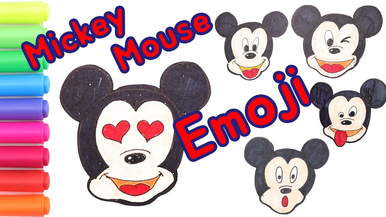 Coloring mickey mouse disney emoji coloring pageshow to draw mickey mouse emoji