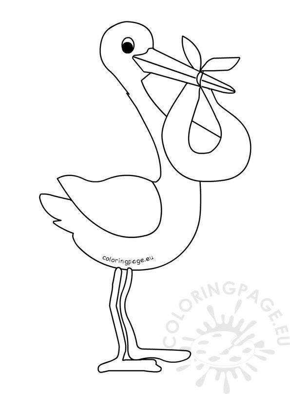 Cartoon baby stork template coloring page