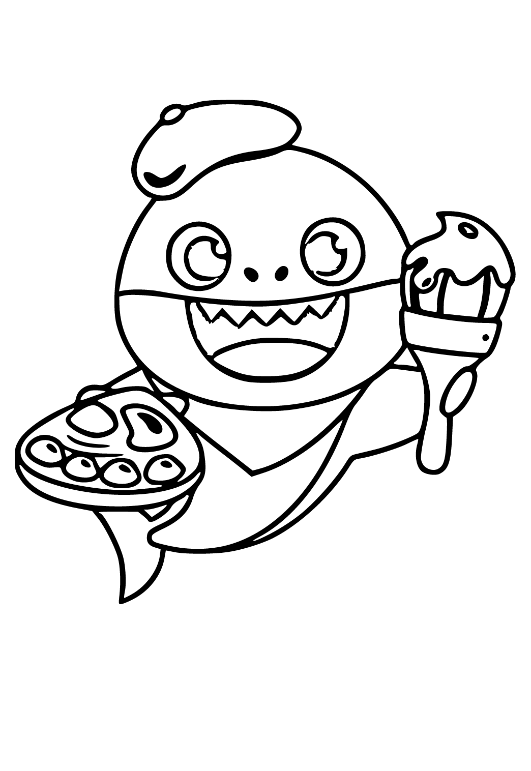 Free printable baby shark artist coloring page for adults and kids