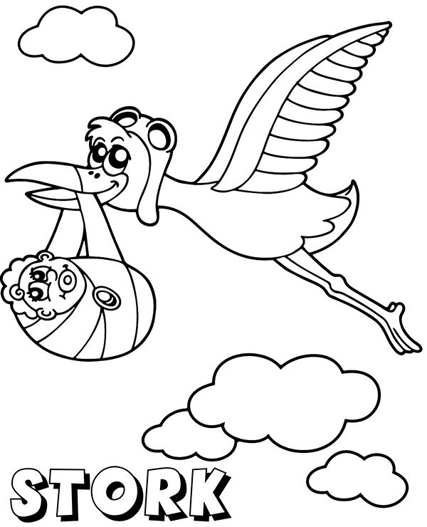 Printable stork coloring page for free