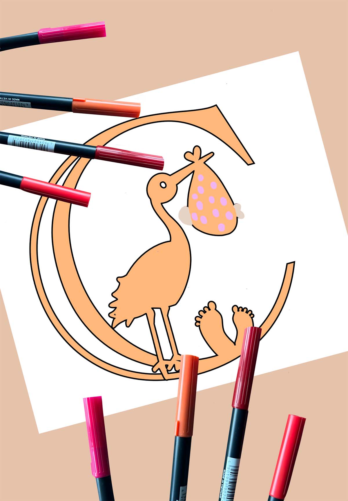 Stork coloring pages alphabet number â extraordinary chaos