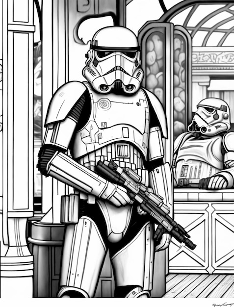 Premium ai image a black and white drawing of a storm trooper