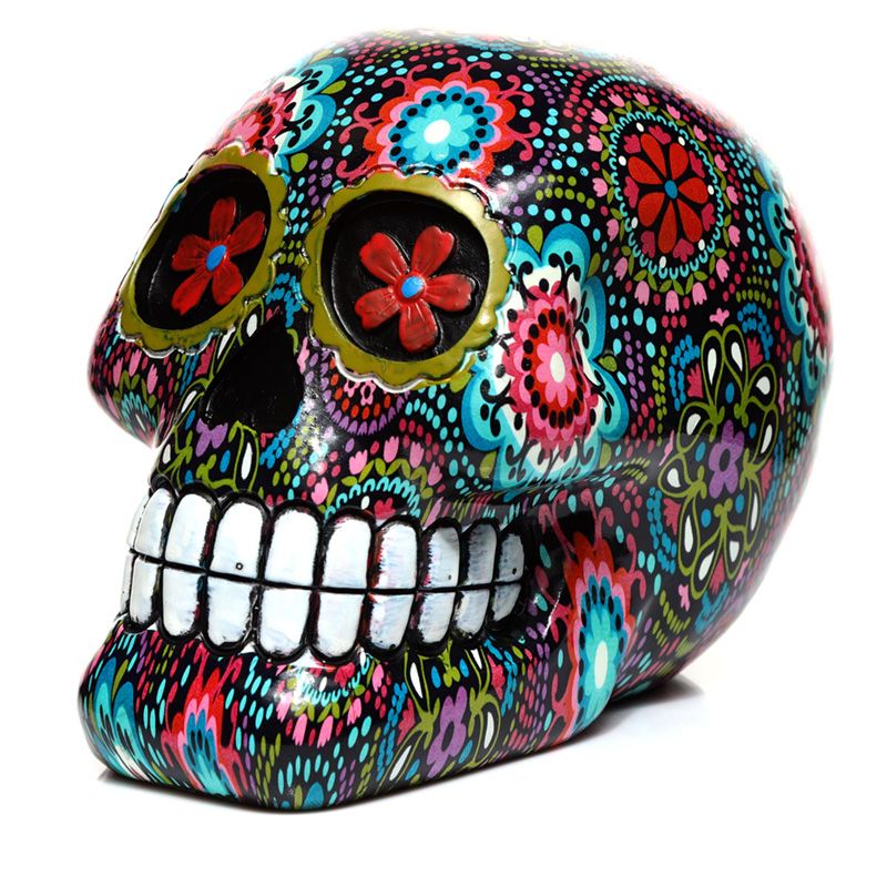 Day of the dead floral print skull ornament