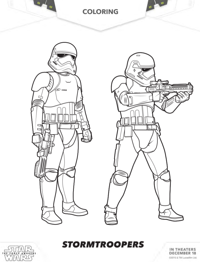 Star wars the force awakens coloring pages and activities