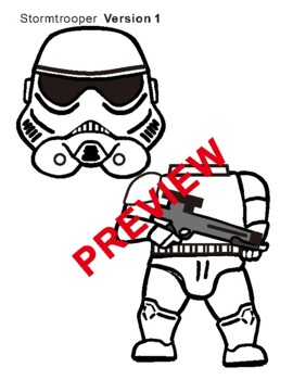 Stormtrooper star wars paper bag puppet and writing sheet by ricks creations