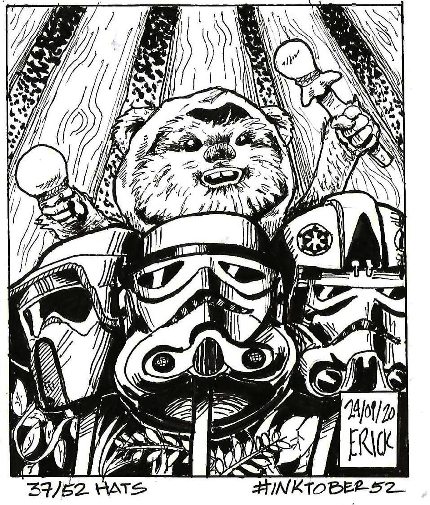 Ðð ðððððððð ðððððð î on x week hats inktober inktober inktober inktobermexico hats ewok ewoks endor helmet stormtrooper scouttrooper atatpilot drums music celebration returnofthejedi originaltrilogy