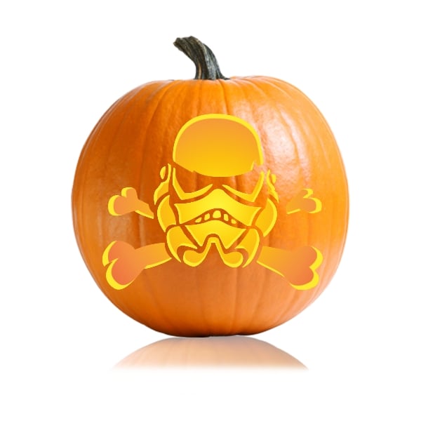 Storm trooper skull cross bones pumpkin carving stencil