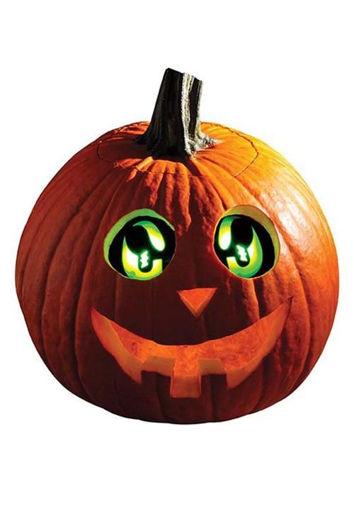 Green light up eerie pumpkin eyes kit