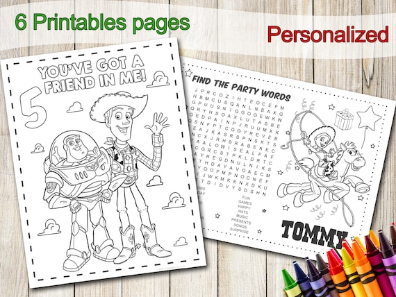 Toy story coloring pages party favors toy story birthday party favor toy story coloring book toy story activities stay at home