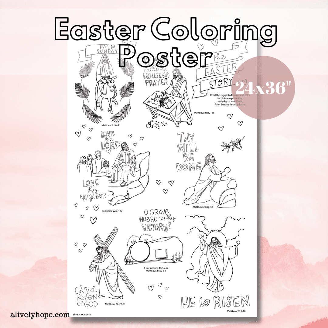 Easter story coloring bundle coloring poster coloring pages a lively hope