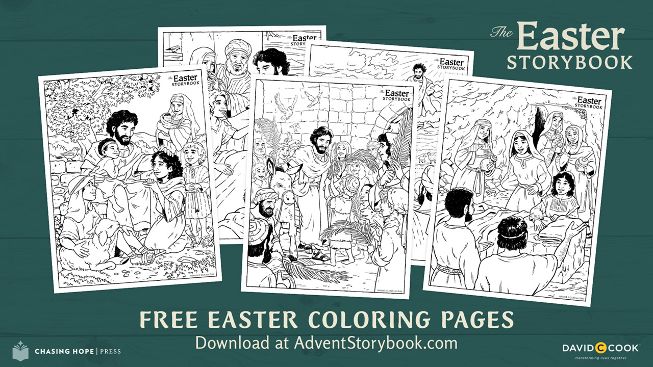 Free easter storybook coloring pages â the advent storybook collection