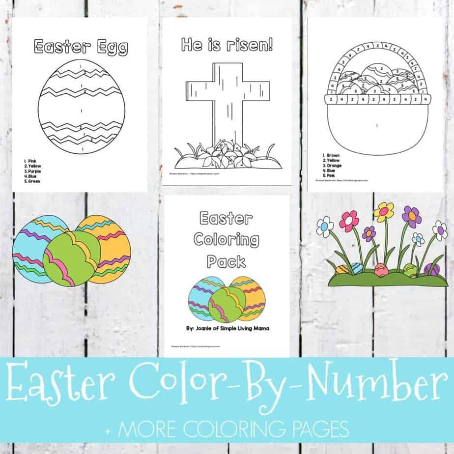 Easter color by number and coloring pages