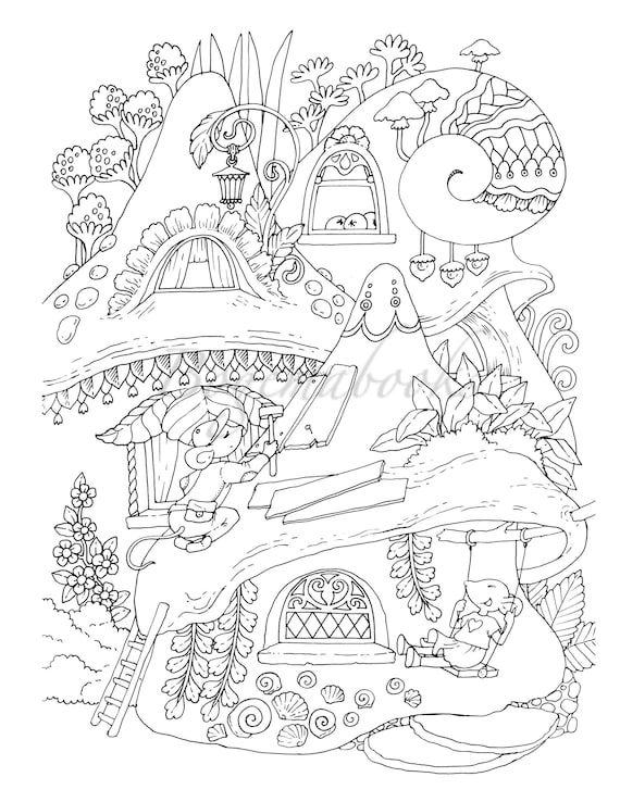 Nice little town adult coloring book coloring pages pdf coloring pages printable for stress relieving for relaxation instant download