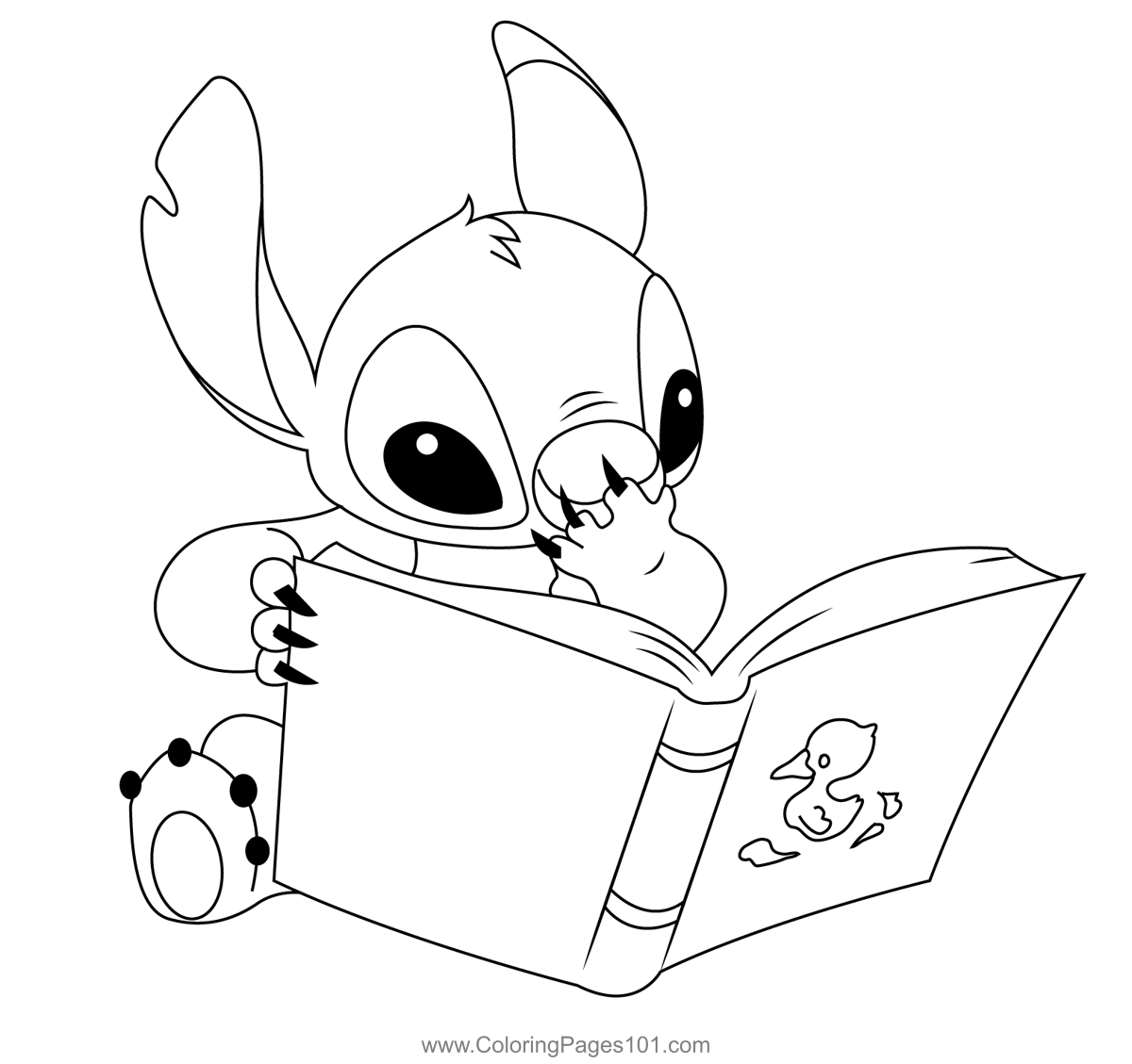 Stitch reading book coloring page stitch coloring pages coloring books coloring pages