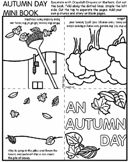 Autumn day mini book coloring page