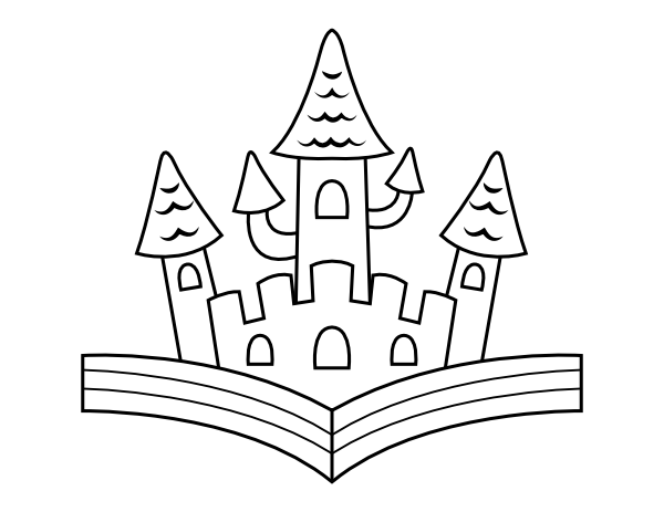 Printable castle story book coloring page