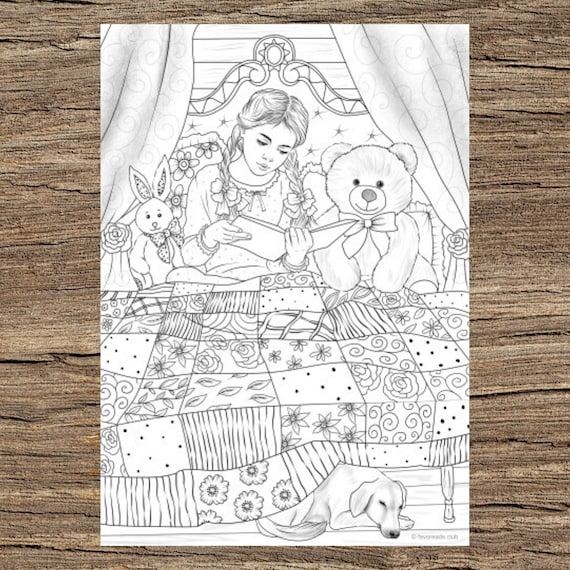 Bedtime story printable adult coloring page from favoreads coloring book pages for adults and kids coloring sheets colouring designs