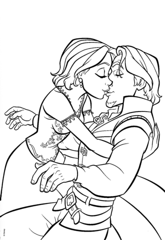 Flynn and rapunzel coloring page free printable coloring pages