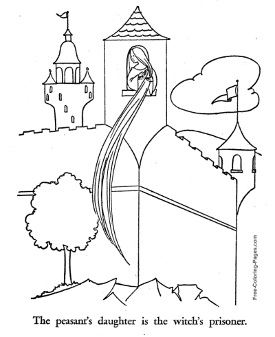 Rapunzel story coloring pages