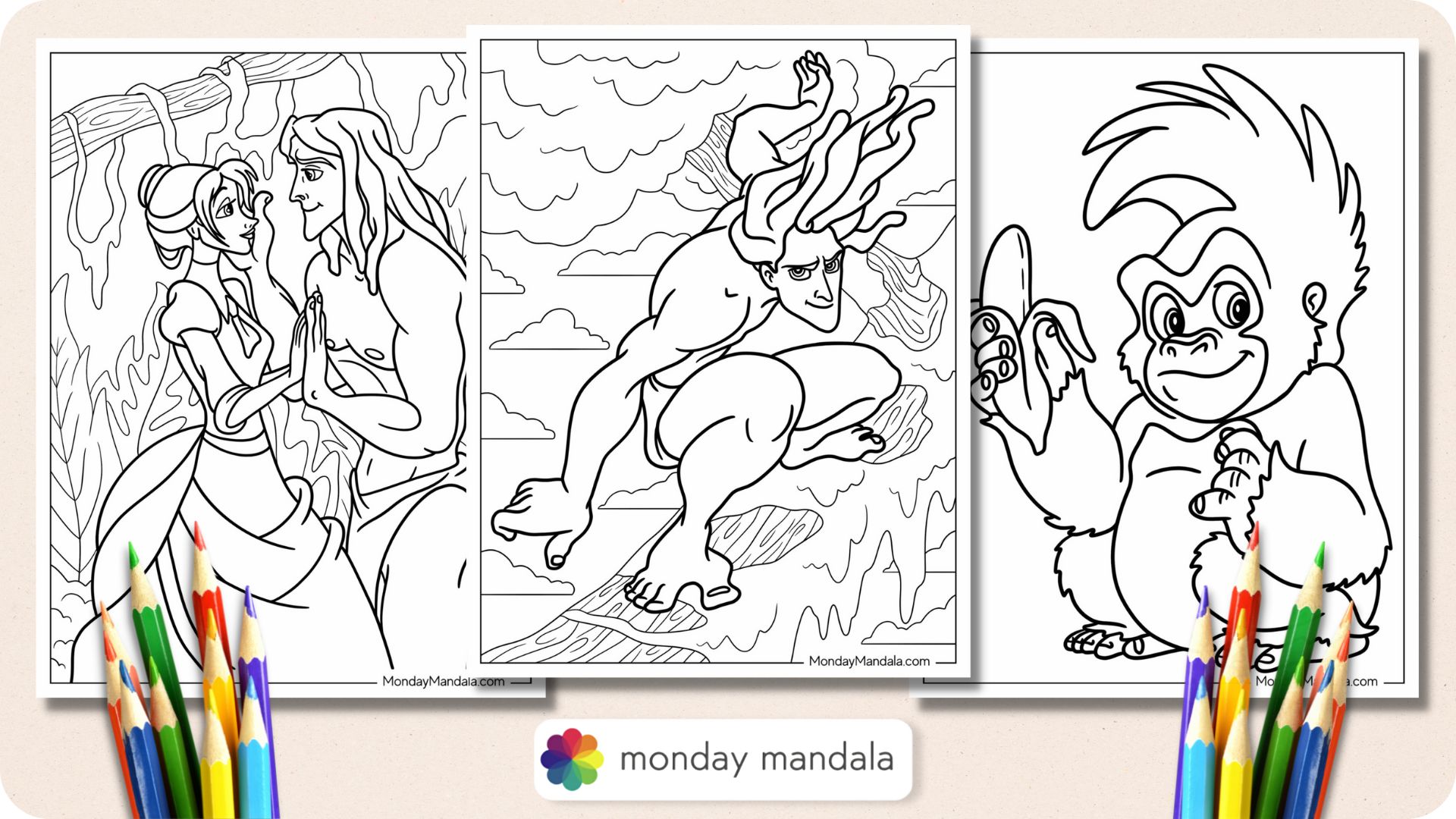 Tarzan coloring pages free pdf printables