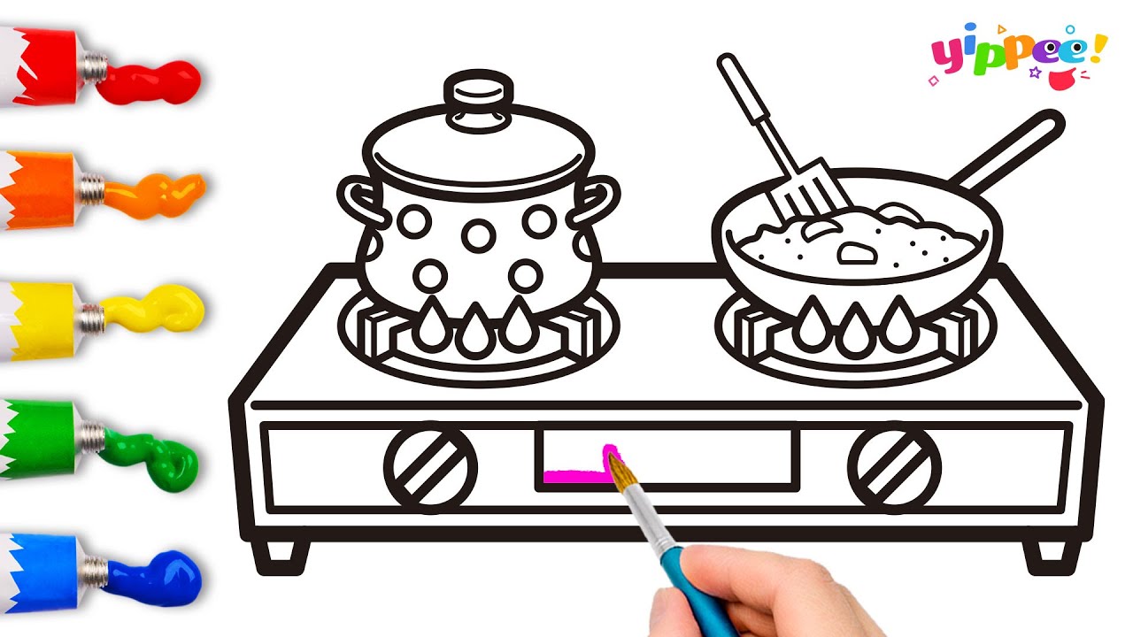 Stove drawing coloring and painting for children and toddlers l lets paint together l yippee