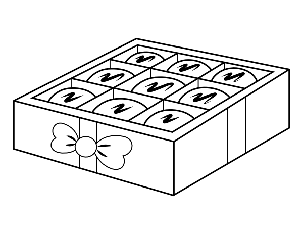 Printable box of chocolates coloring page