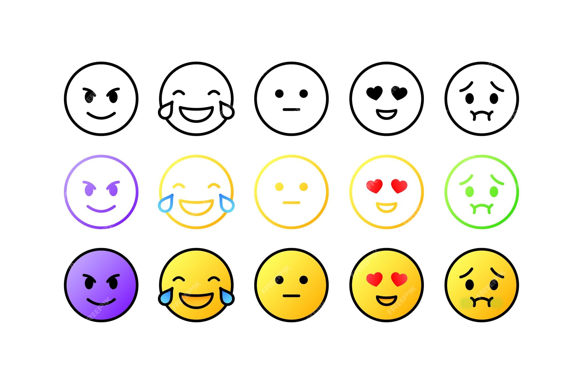 Premium vector emoji flat color emoji in different styles vector icons