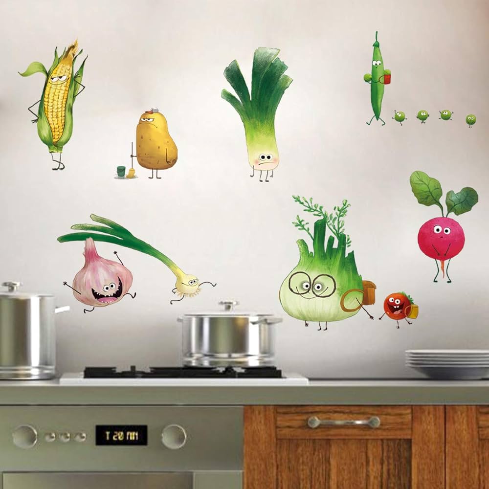 Ufengke vegetables kitchen wall stickers diy carrot onion emoji wall decals art dãcor for dining room cabinet refrigerator buy online at best price in u