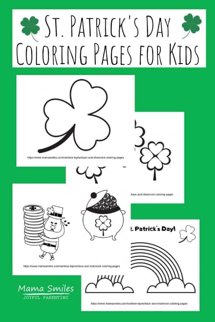 Rainbow leprechaun and shamrock coloring pages