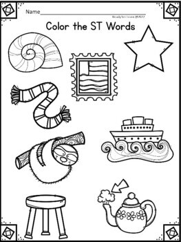 St blends worksheets and consonant blends coloring sheets first grade