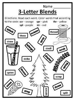 Letter blends worksheet three letter blends worksheet blends coloring