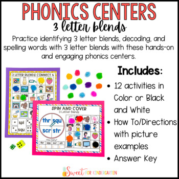 Letter blends phonics centers and games shr squ scr spl spr str thr sweet for kindergarten