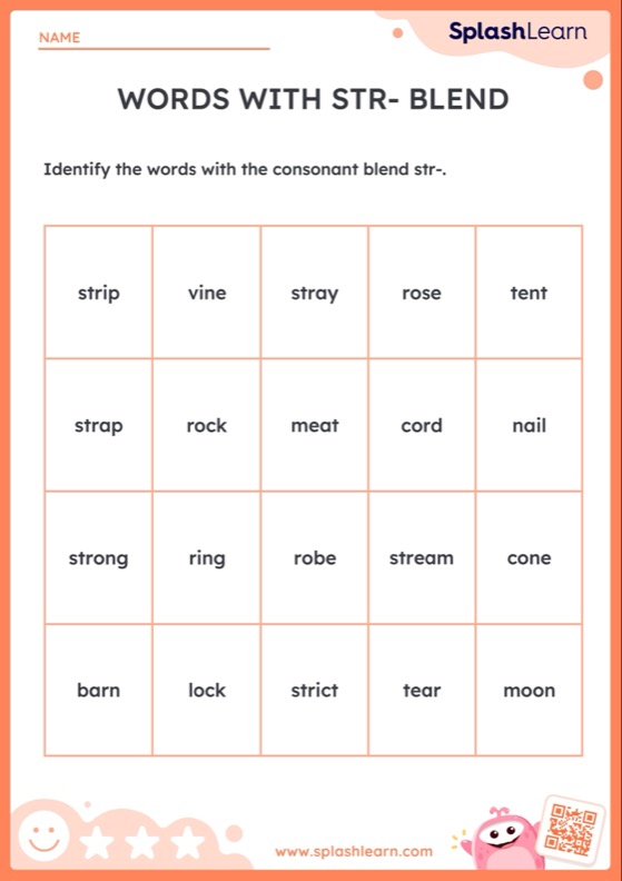 Str blend worksheets for kids online