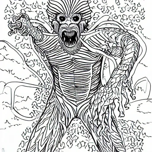 A demogorgon from stranger things line art coloring stable diffusion