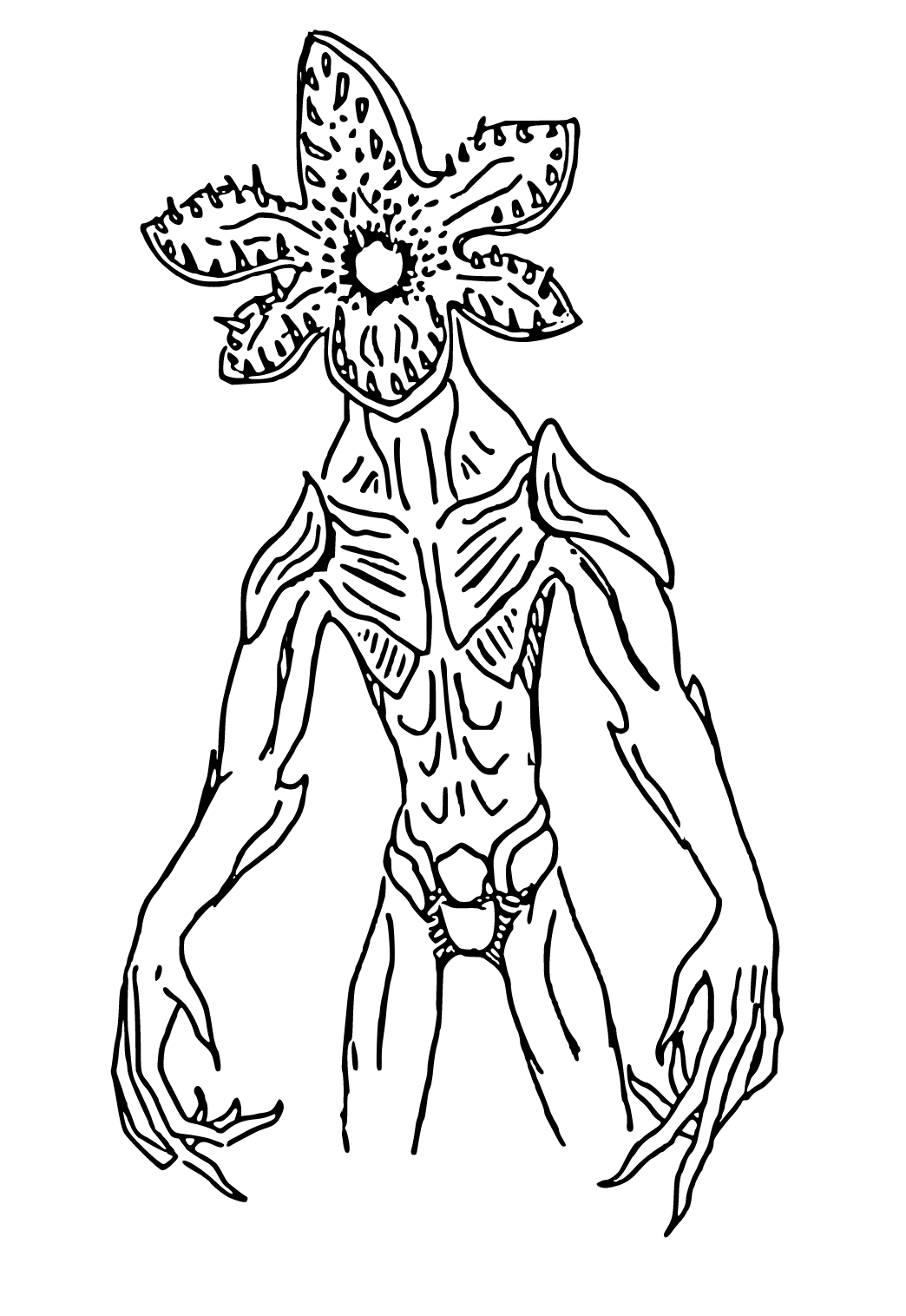 Free printable stranger things monster coloring page for adults and kids