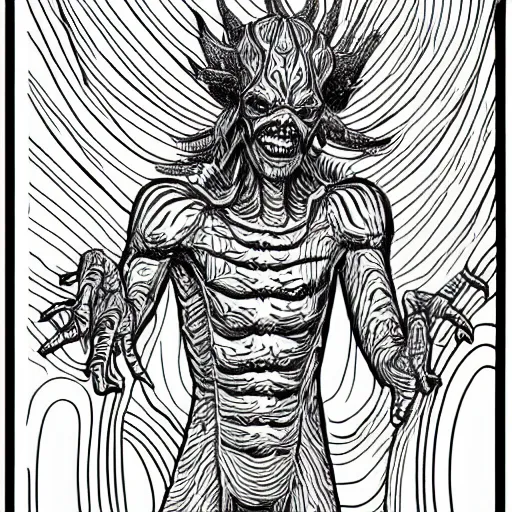 A demogorgon from stranger things line art coloring stable diffusion