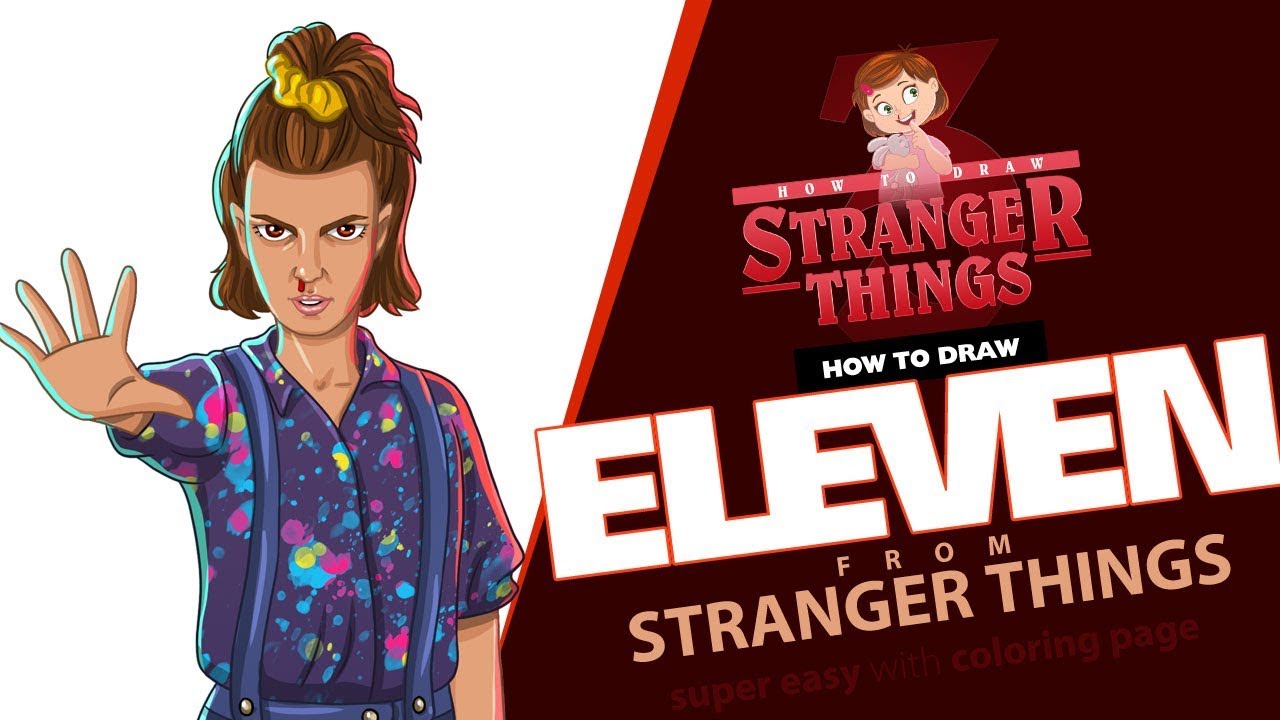 How to draw eleven stranger things super easy tutorial with coloring page