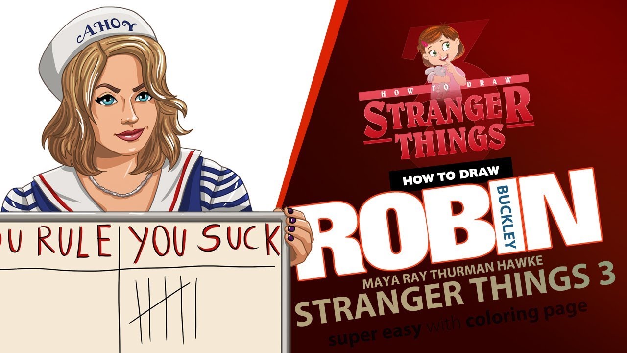 How to draw robin buckley stranger things super easy with coloring page