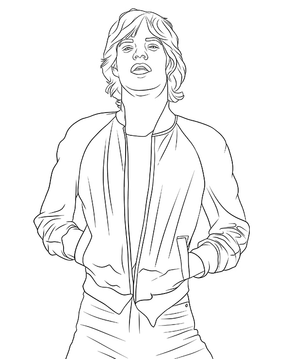 Mick jagger coloring page rolling stones