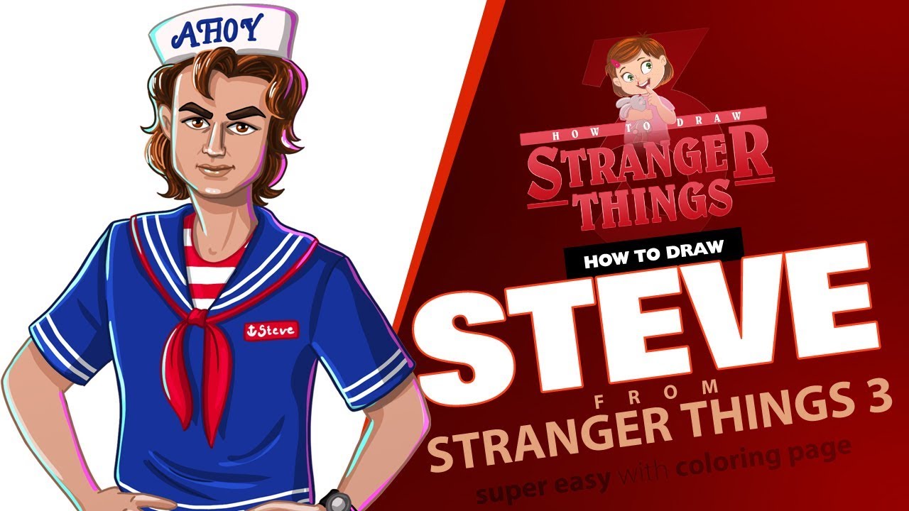 How to draw steve stranger things super easy with coloring page