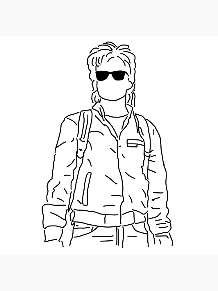 Steve harrington from netflix stranger things outline art print for sale by joshrafg