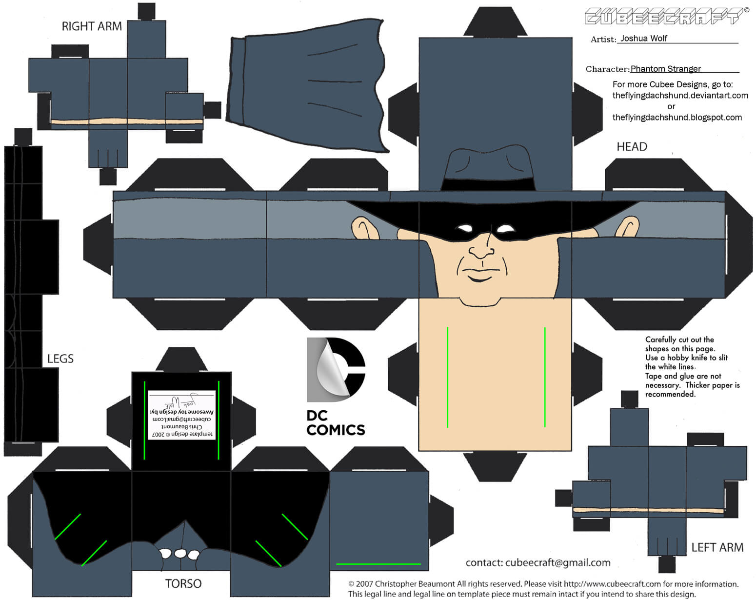 Phantom stranger from dc paper toy free printable papercraft templates