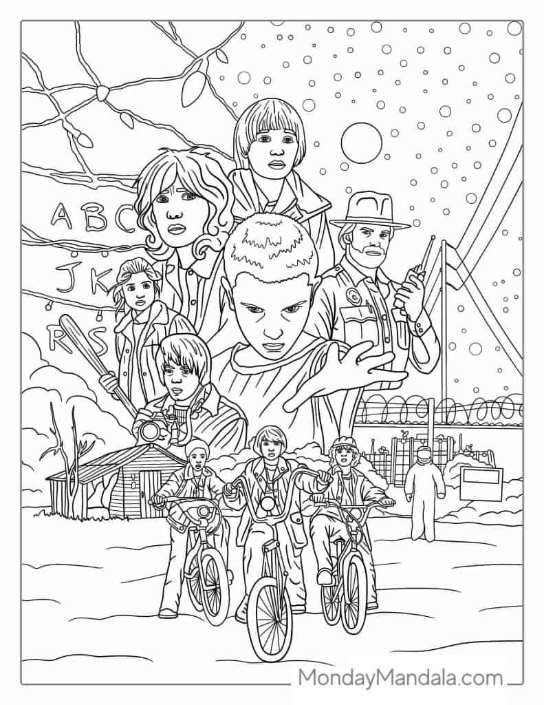 Stranger things coloring pages free pdf printables