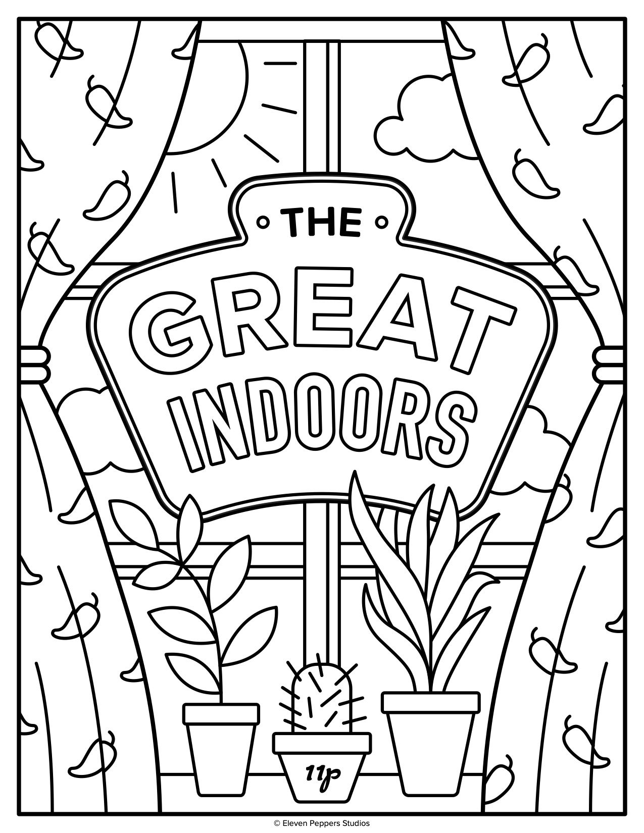 Great indoors coloring book â eleven peppers studios