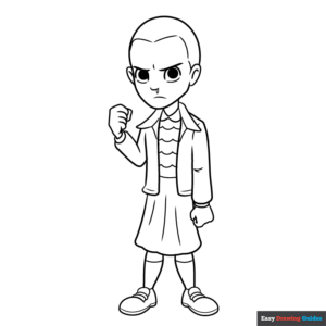 Eleven from stranger things coloring page easy drawing guides