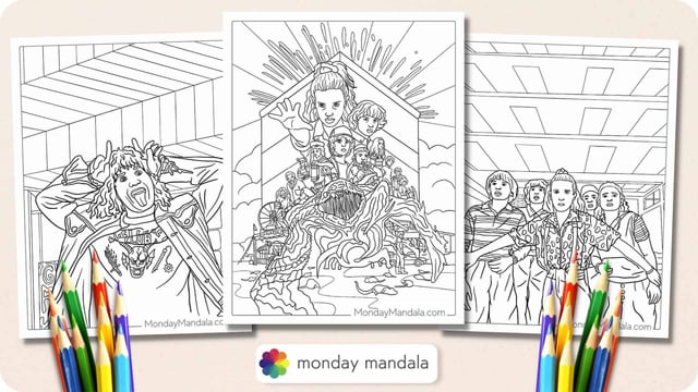 I illustrated stranger things coloring pages that are free to printdownload please be gentle rstrangerthings