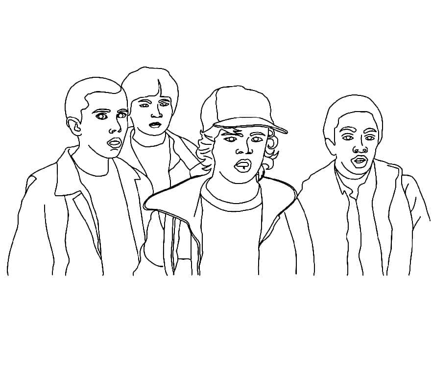 Stranger things characters coloring page