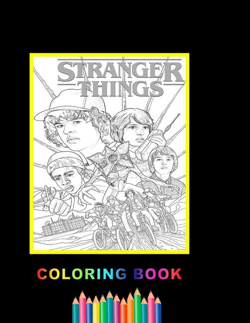 Stranger things coloring book over pages of high quality stranger things colouring designs for kids and adults