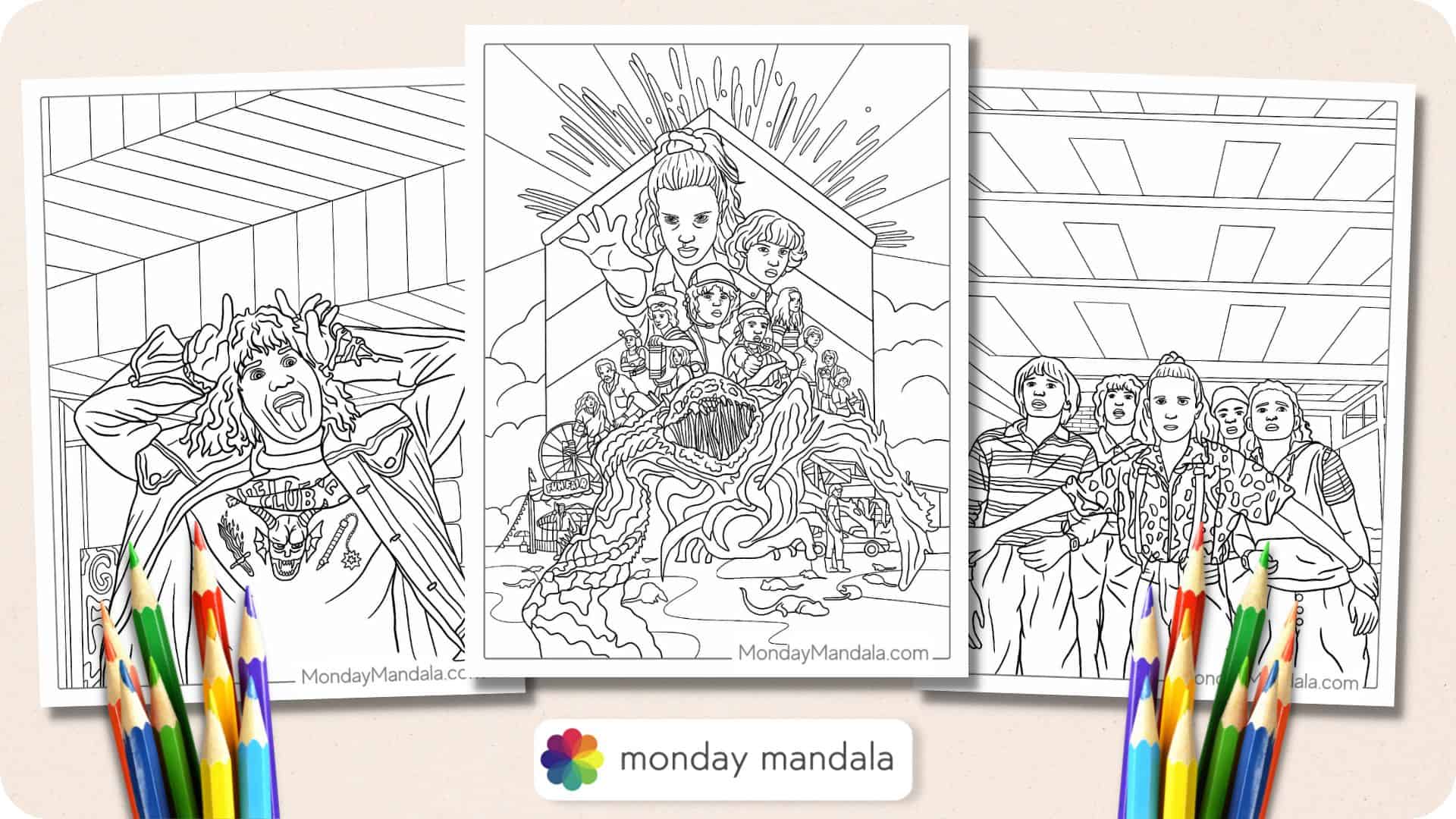 Stranger things coloring pages free pdf printables